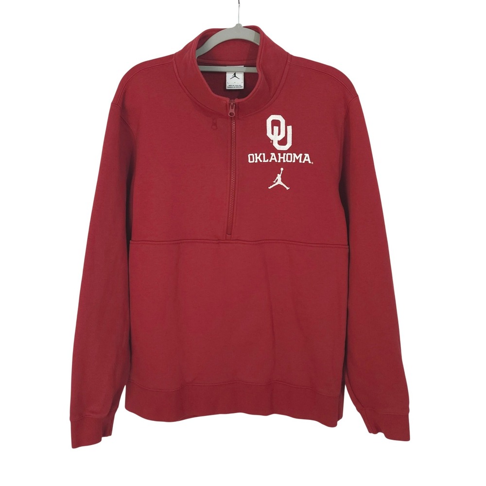 Jordan Oklahoma Sooners Quarter Zip Pullover Mens Large Crimson Red OJJW-69W